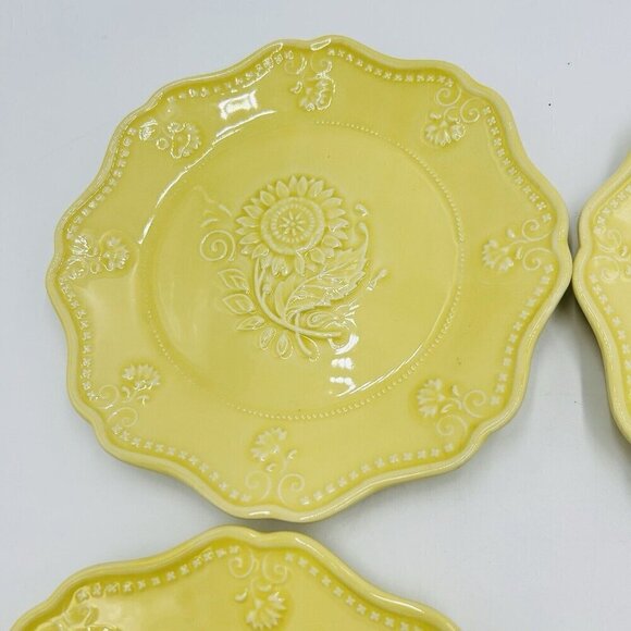 (4) Vera Bradley Sadek SUNFLOWER Salad Dessert Plate 8.25" J. Willfred Yellow - Picture 4 of 7